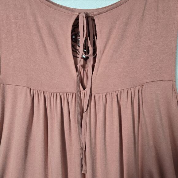 Torrid Cut Out Embroidery Tank Top sz 1 (L) Dusty Coral Sleeveless Tie Back Boho - Picture 6 of 12